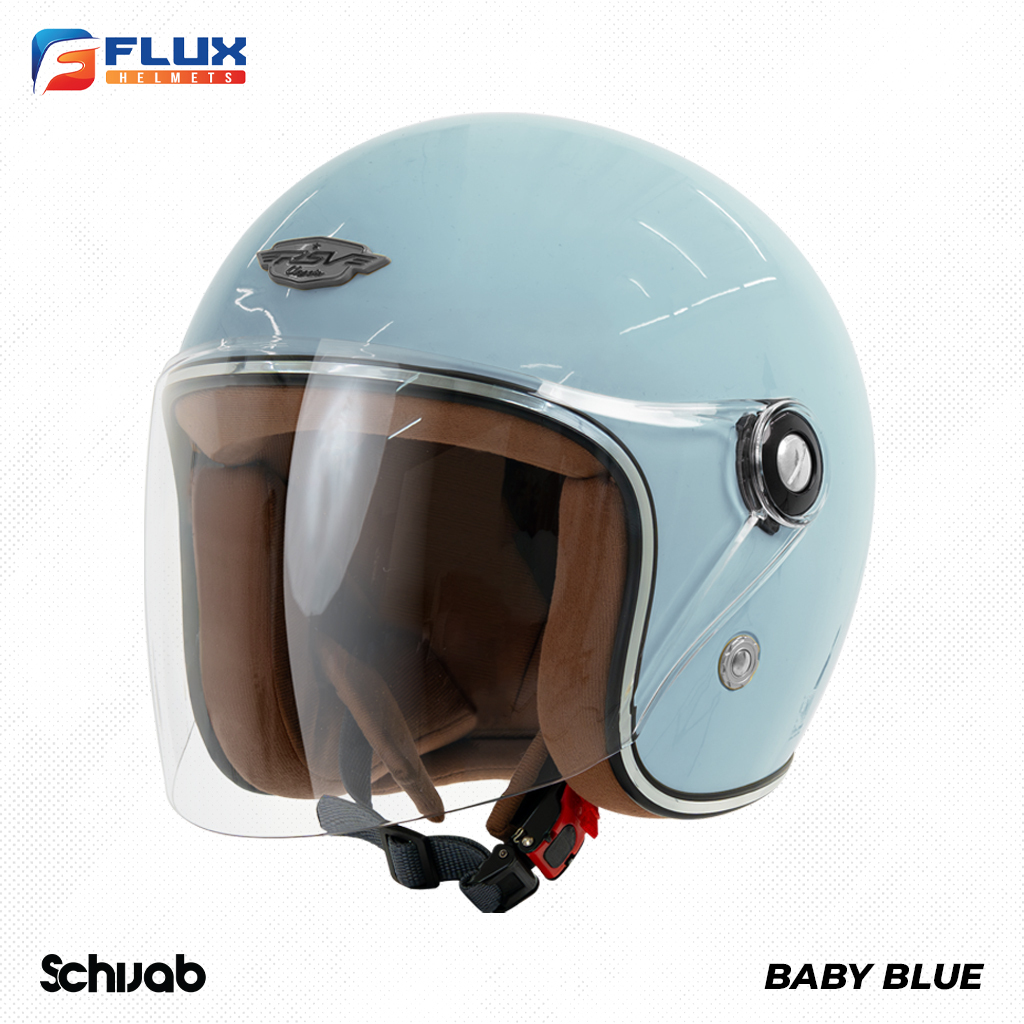 [ORIGINAL RSV] Helm Hijab RSV Retro Classic Helm Half Face - Baby Blue | Hijab Friendly [Flux]