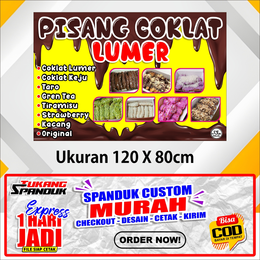Banner PISANG COKLAT LUMER  , Spanduk PISANG COKLAT LUMER  , ukuran 120X80  cm, COD / Banner PISANG 