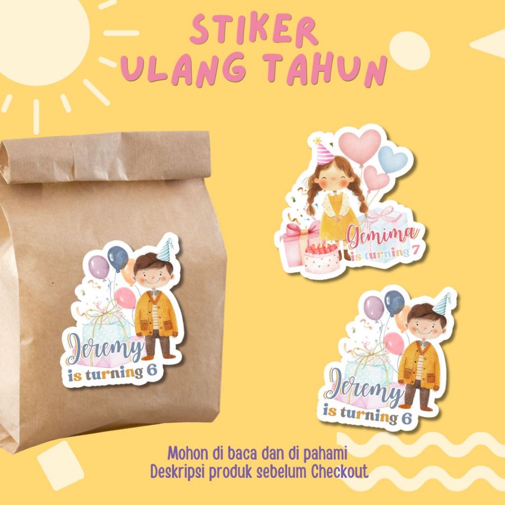 Sticker Ulang Tahun Anak – Souvenir Ultah Custom Nama