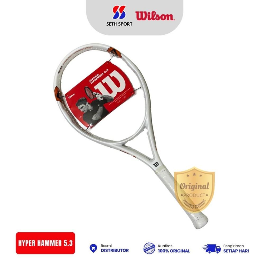 Raket Tennis Wilson Hyper Hammer 5.3 Original - White/Orange