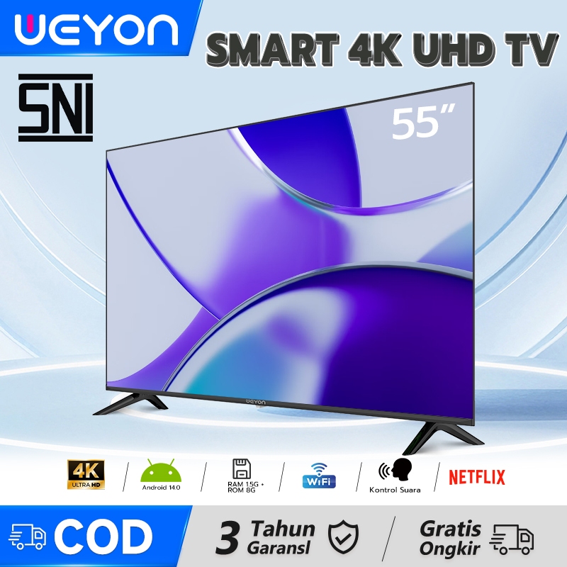 WEYON TV Smart 55/65/50 inch TV Digital 4K UHD Android 11.0 - TV Android Smart Televisi Voice Contro
