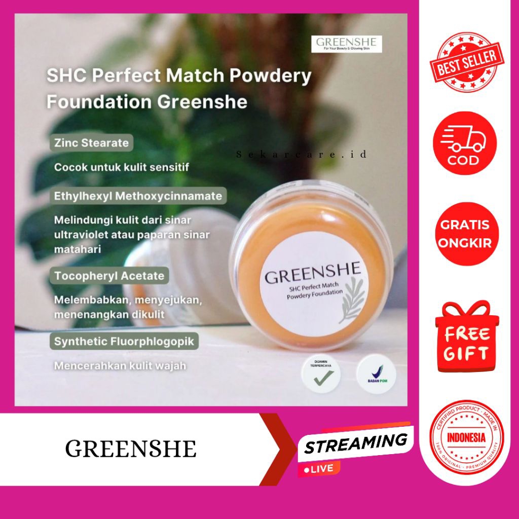 ( DAPAT HADIAH GRATIS) BEDAK GLOWING SHC BY GREENSHE / GREENSHE / BEDAK GREENSHE / SHC / BEDAK GLOWI