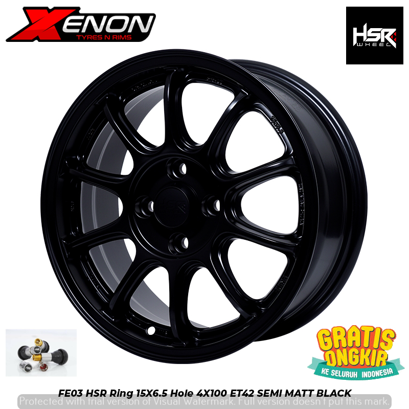 Velg Racing R15 HSR Fe03 Hitam Pcd 4x100 Ring 15 Buat Mobil Brio Agya Calya Sigra Ayla Sirion Freed