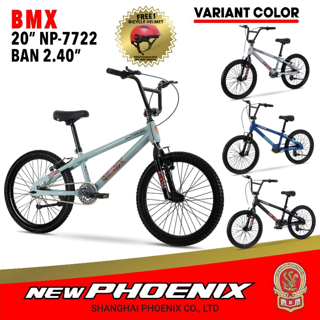 sepeda bmx new phoenix tipe NP 7722 ukuran 20 inci.