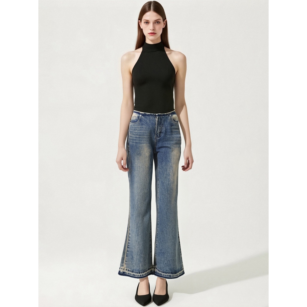 [CLEARANCE SALE] [Upgrade] GIRL POWER Jeans Panjang Baggy Celana  Denim Korean style Cutbray 888 - M