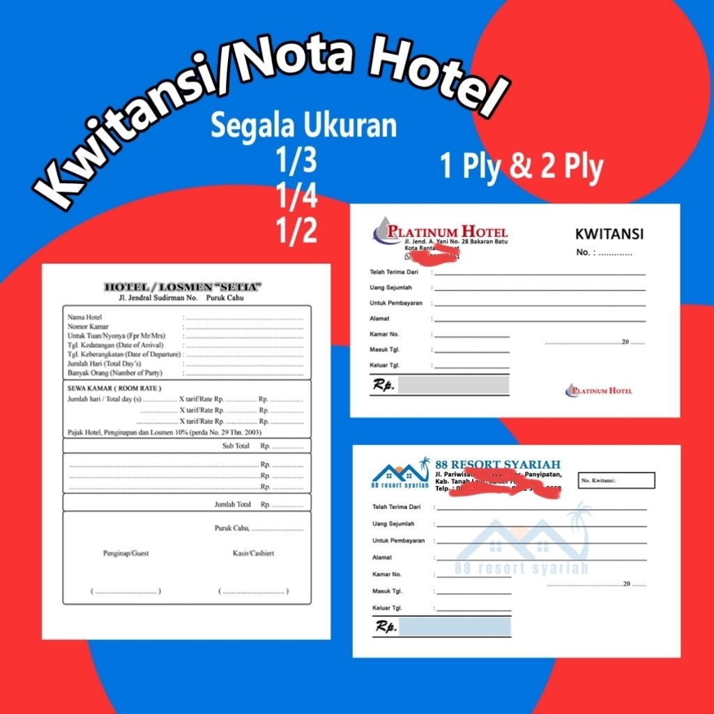 Nota / kwitansi Hotel & penginapan