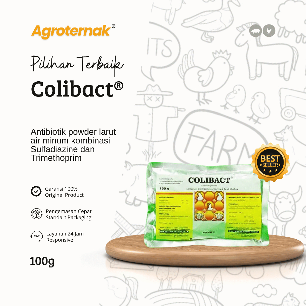 COLIBACT wsp 100g Sanbe Obat Antibiotik Pencernaan Hewan Ternak Unggas Ayam & Babi