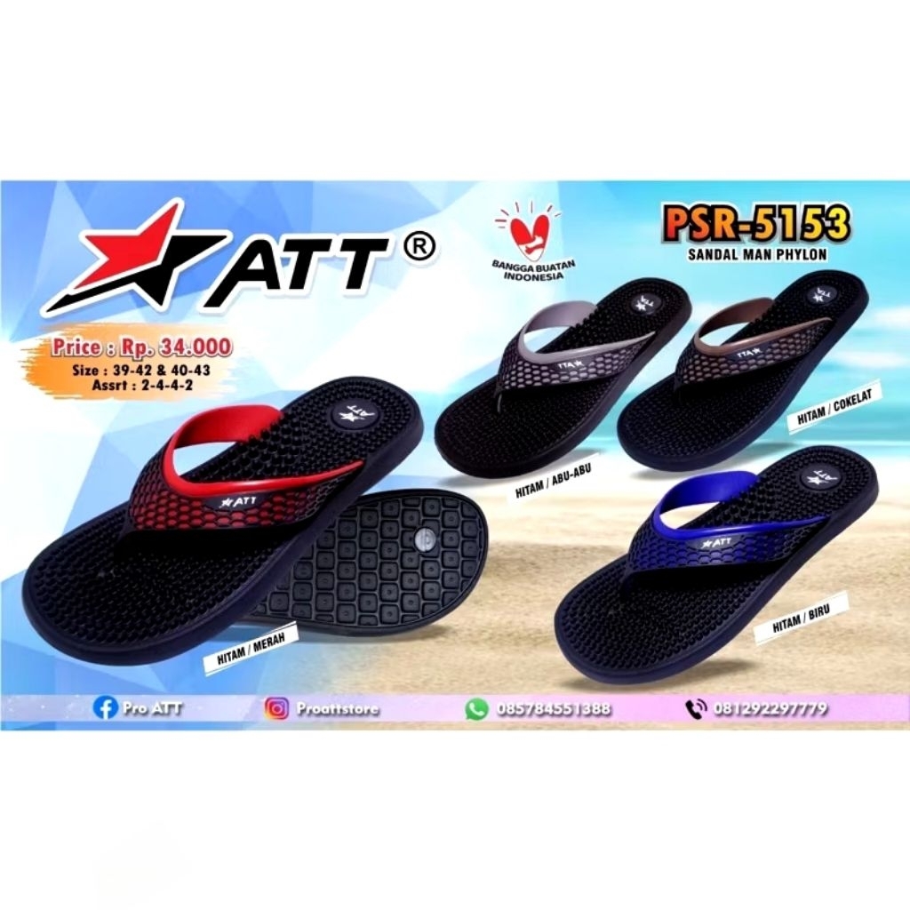 ATT PSR 5153 sandal jepit duri pria karet ringan