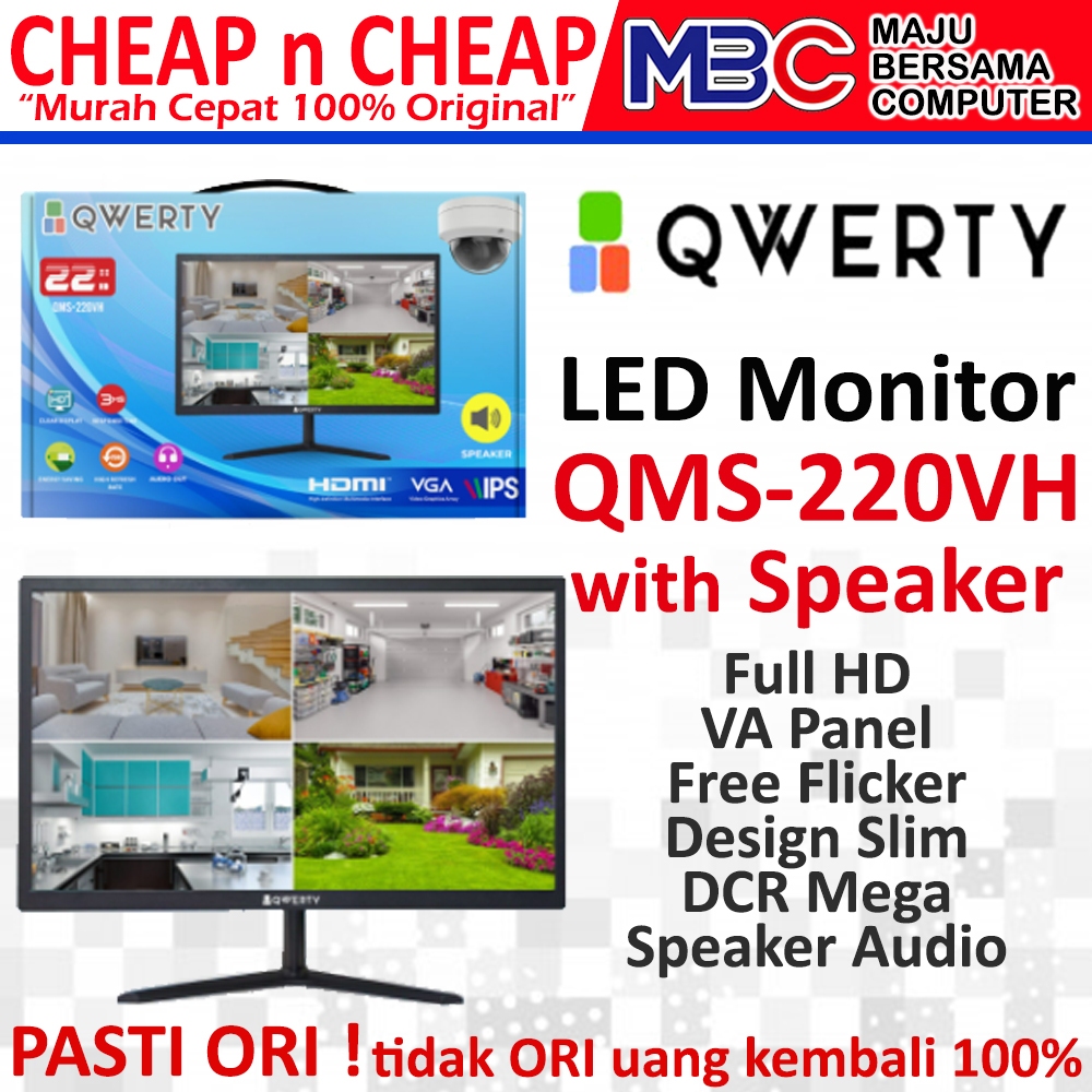 Qwerty QMS-220VH LED 22 Inch Speaker HDMI VGA - LCD Led Monitor 22" 22Inch