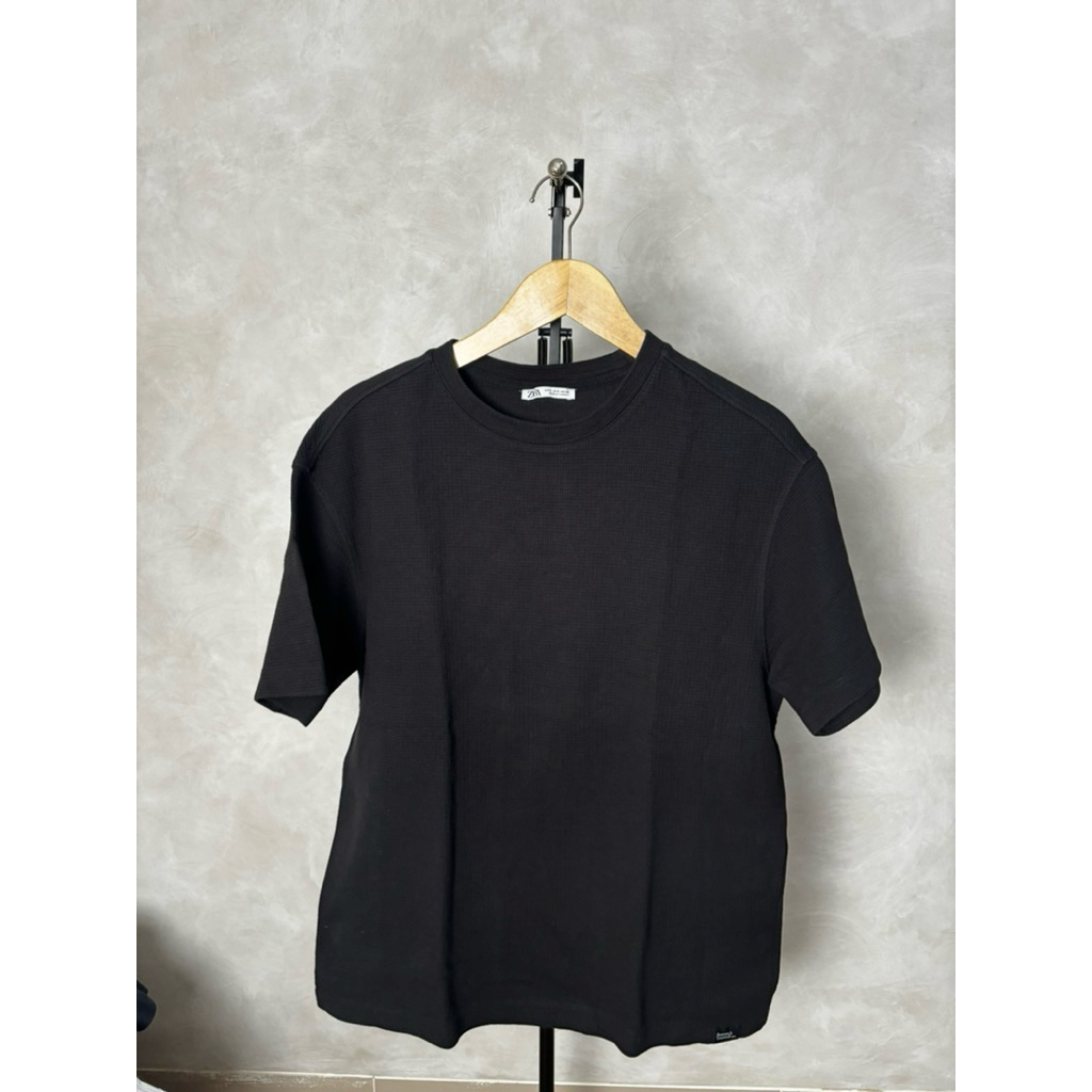 ZARA T-Shirt textured black oversized