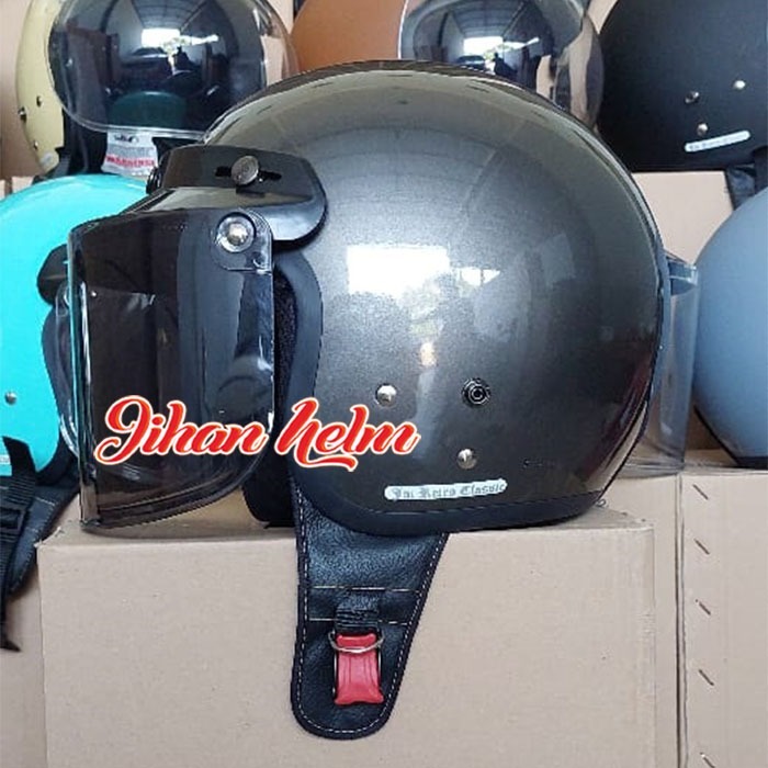 Helm JM Bogo Retro Classic / HELM JM RETRO CLASSIC 08 GREY KILAP Original SNI Dewasa TERMURAH
