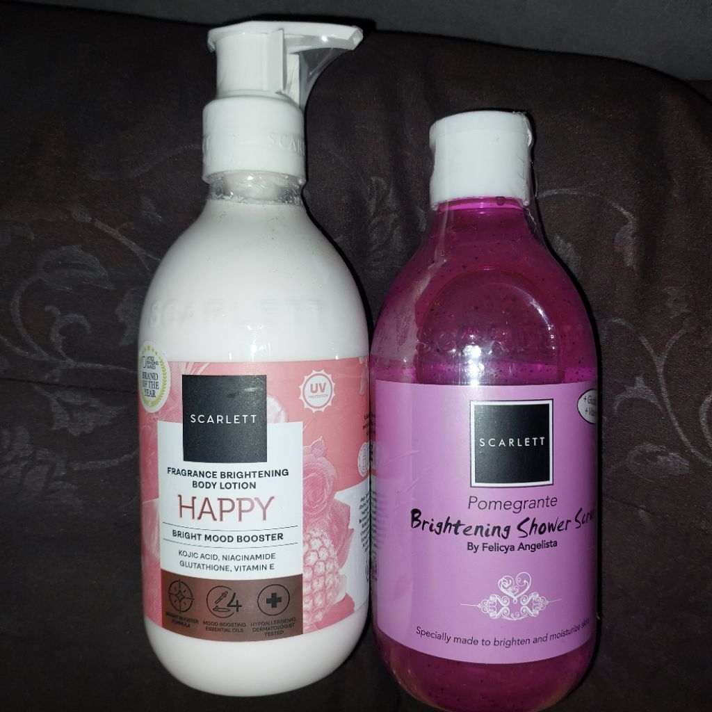 WTS SCARLETT BODY WASH POMEGRANTE & BODY LOTION HAPPY (BACA DESKRIPSI)