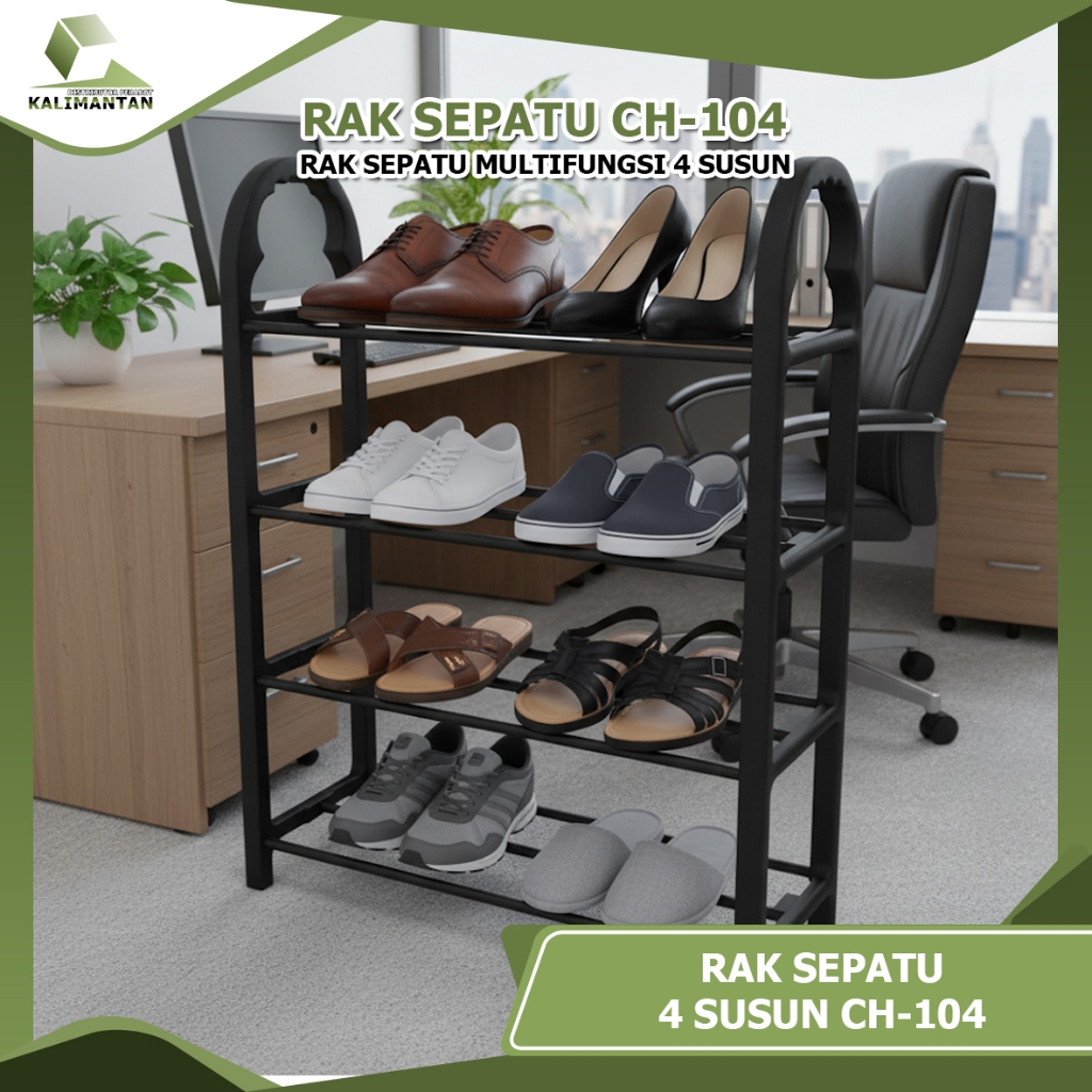 Rak Sepatu Minimalis 4 Susun CH-104 - Rak Sandal Plastik Bongkar Pasang Portable