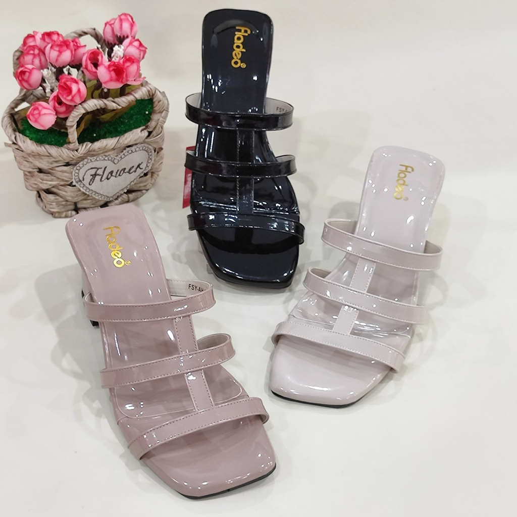 Sandal Wanita Terbaru Fladeo Slop Blink Hak 5cm