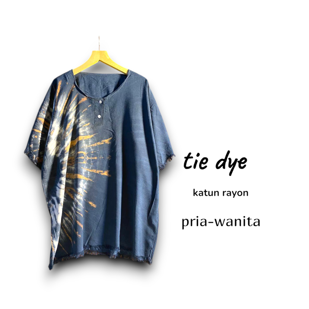 Baju Santai Bali Motif Tie Dye Pinggir Pria Wanita - Kaos Bali Adem