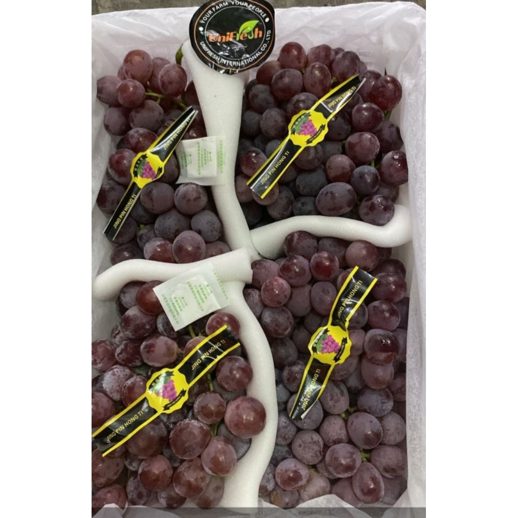 Anggur Red Globe Merah RRC Import Segar 500gram 1kg - Buah Anggur Fresh Merah High Antioksidan