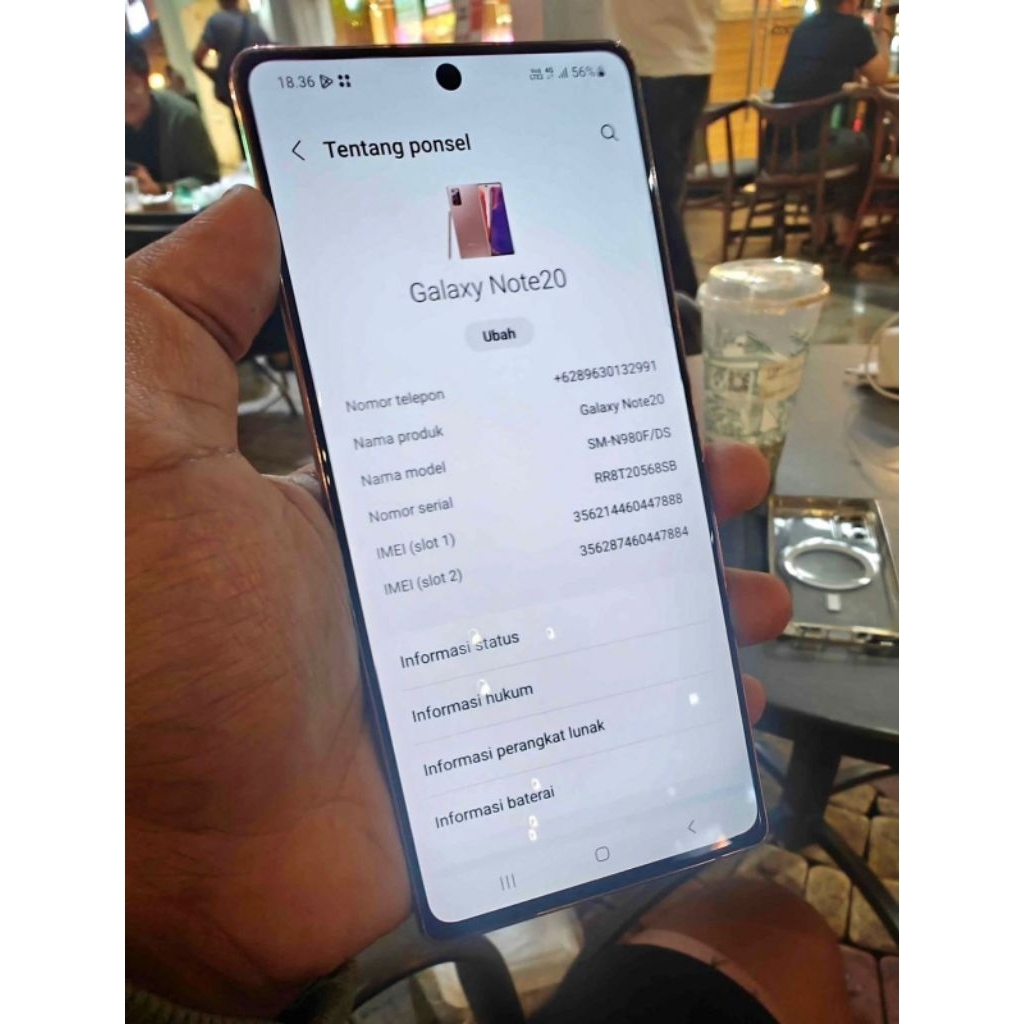 Samsung note 20 Bekas minus layar