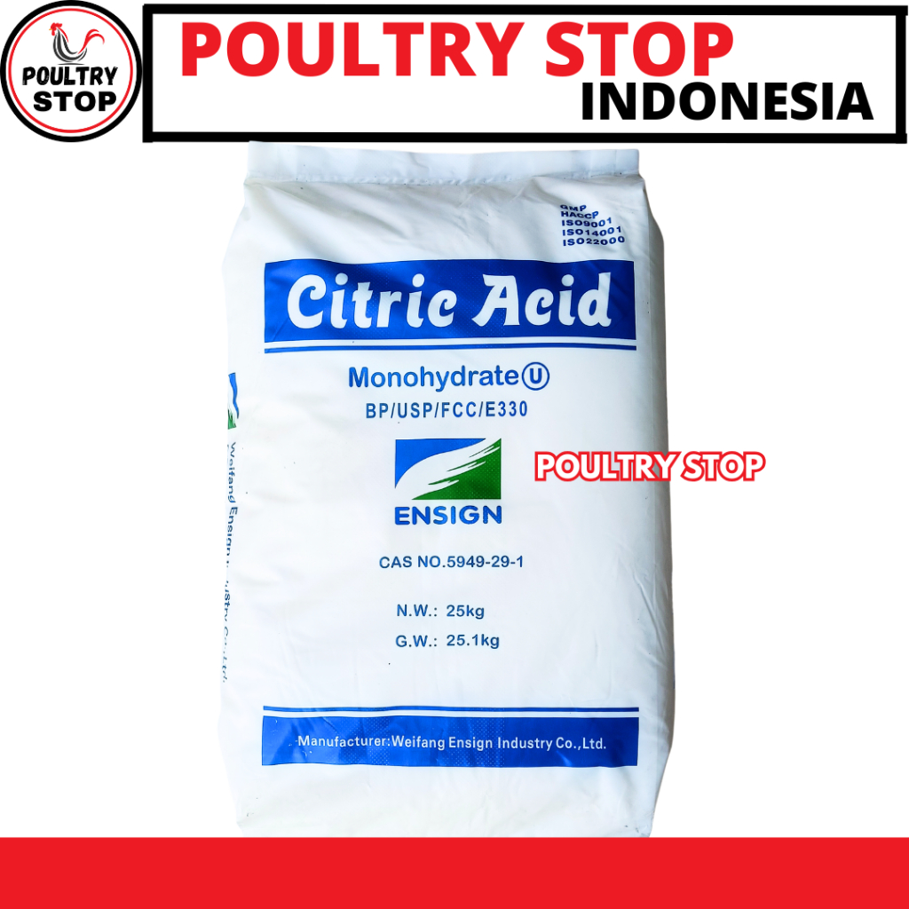 CITRIC ACID 25 KG (1 SAK) MONOHYDRATE - FOOD GRADE - Sitrun Citrun Makanan Asam Sitrat Citric Acid