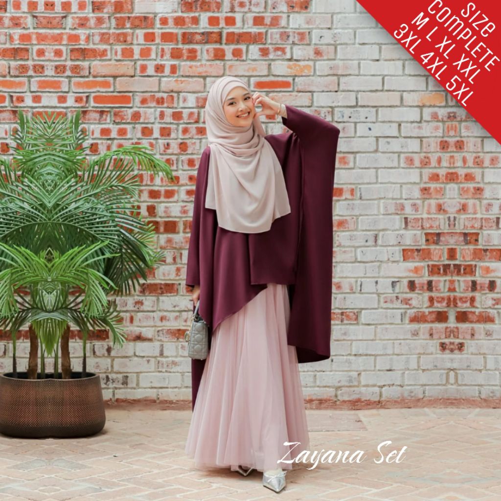 Gamis Casual Cantik Zayana Set Size Komplit