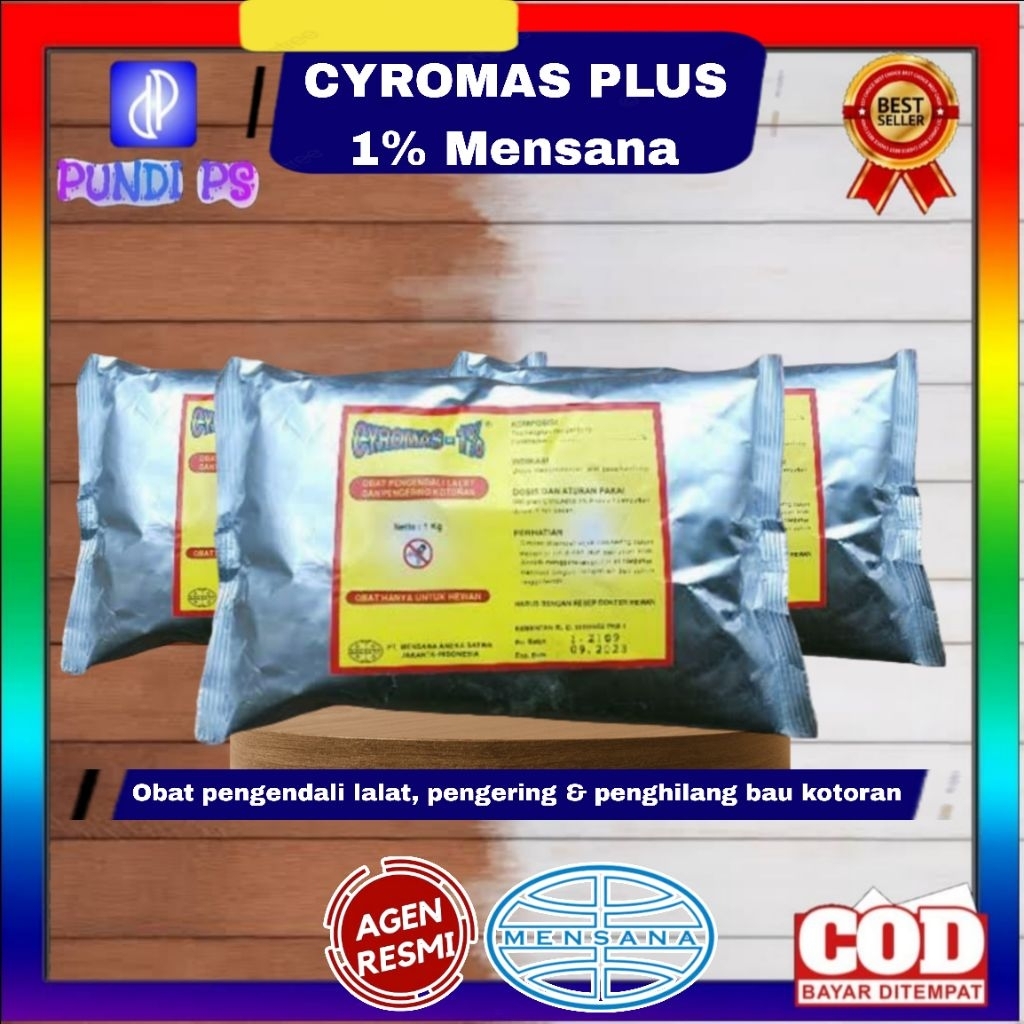 CYROMAS 1% PLUS 1kg Obat Pengendali Larva Lalat Anti Lalat dan Pengering Penghilang Bau Kotoran Mens