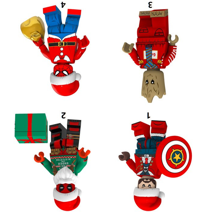 Captain America Deadpool Groot Spiderman Santa Xmas Action Figure Mini Brick