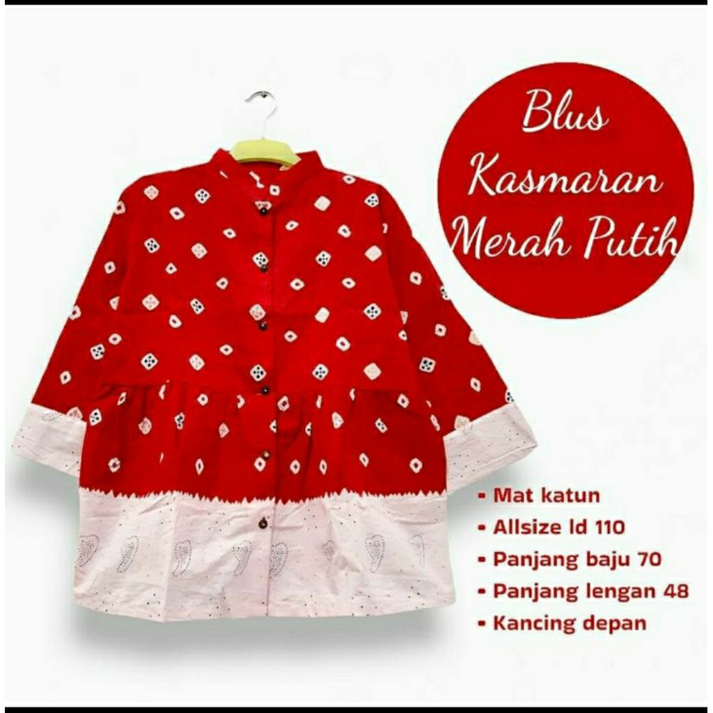 Blus Kasmaran Merah Putih Batik Solo Blus Batik Wanita