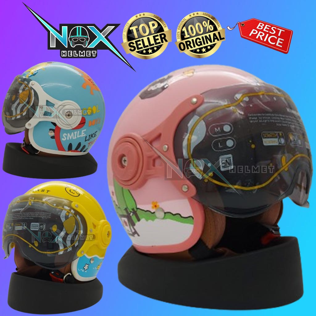 Helm Anak Junior Premium Kaca Pilot BIP PLAST Lunar Kids Motif Karakter