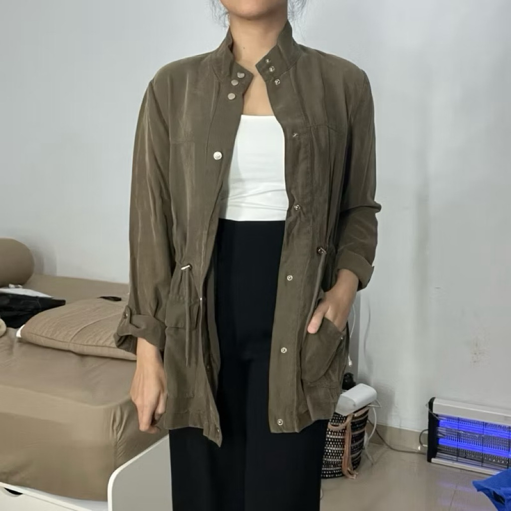 Zara Basic Safari Jacket / Outer Outwear Jaket - M / Army Green