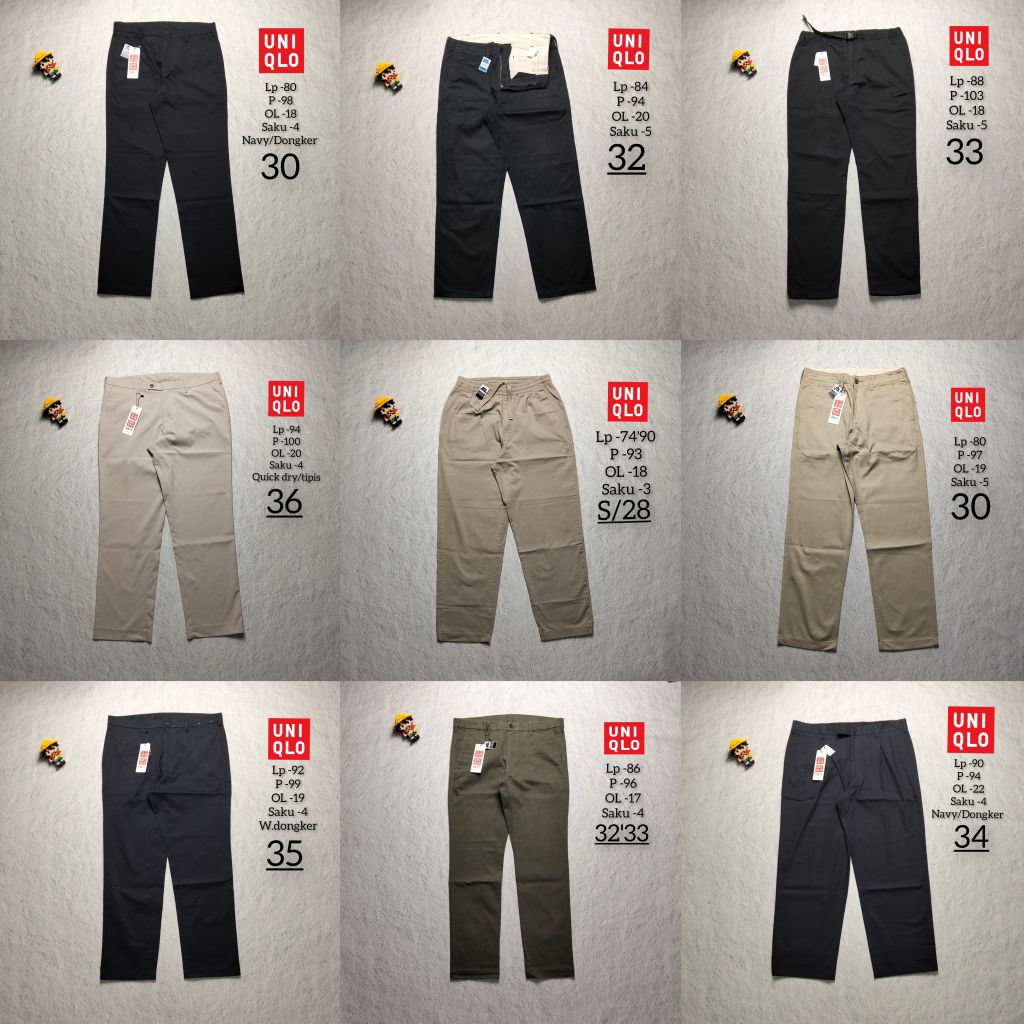 CELANA PANJANG CHINOS BASIC , CARGO PANTS UNIQLO ORIGINAL 100%