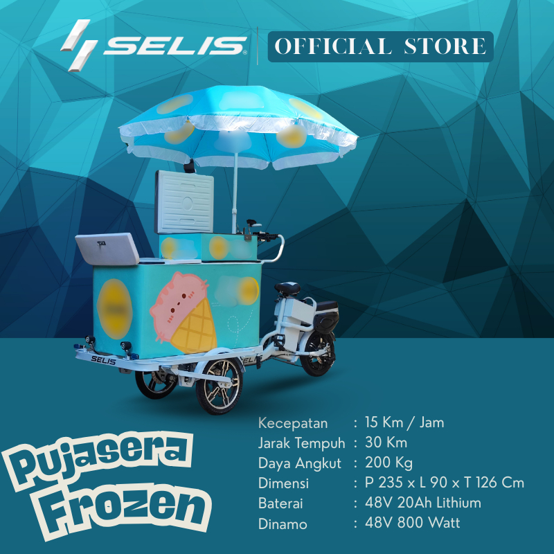 SELIS - Gerobak Listrik Pujasera 4 Es Krim Frozen / Salad Buah /Kulkas Freezer / Gerobak Listrik Fre