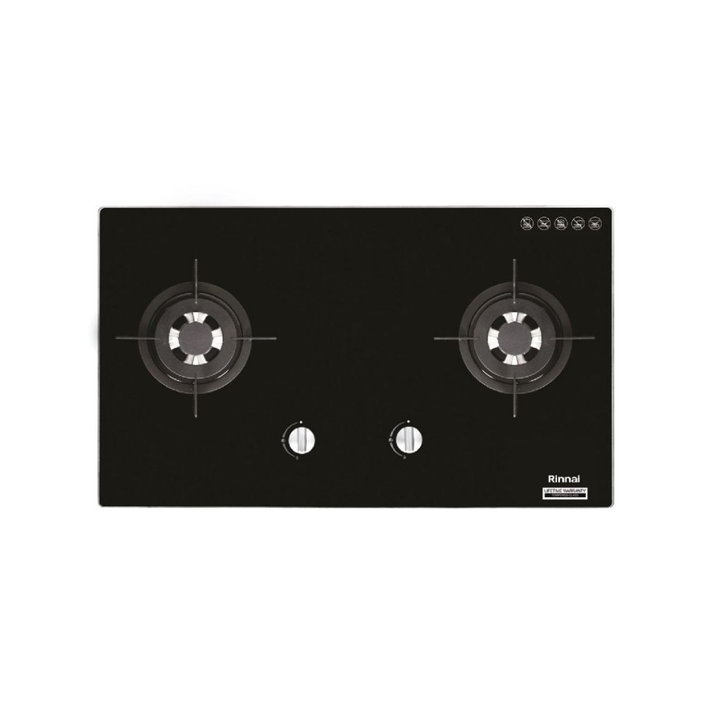 Rinnai Kompor Tanam Kaca 2 Tangku RB-712N(GB) / Kompor Tanam Rinnai Dua Tungku