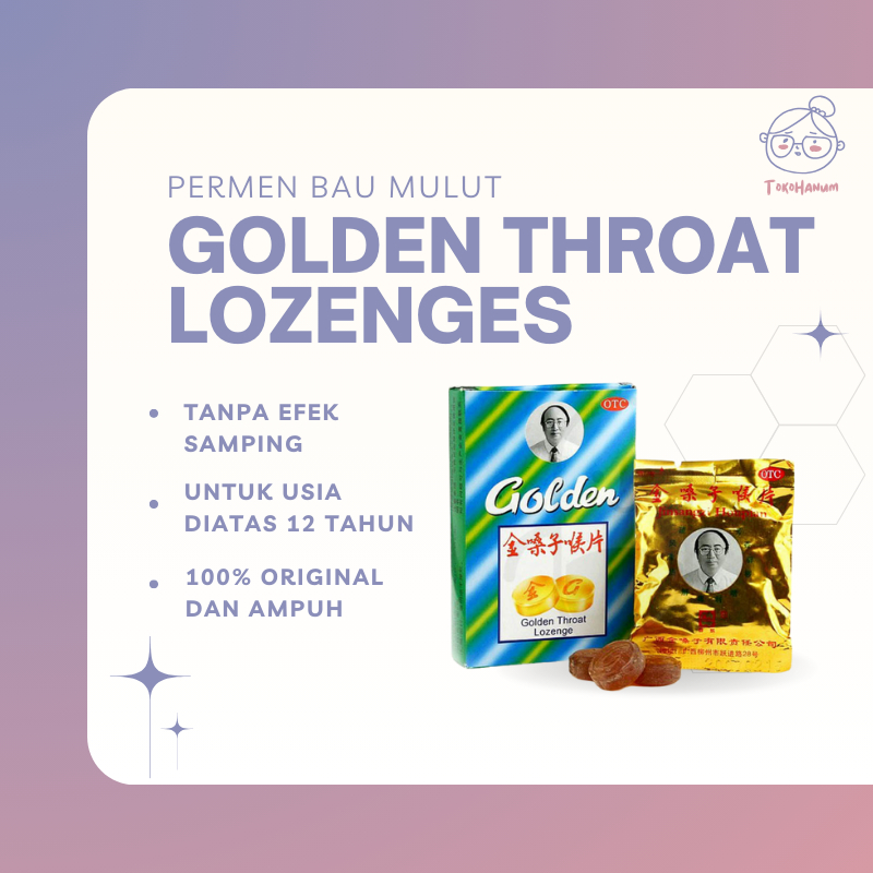 Permen Herbal untuk Tenggorokan Kering, Atasi Bau Mulut & Radang Tenggorokan Golden throat Lozenge -