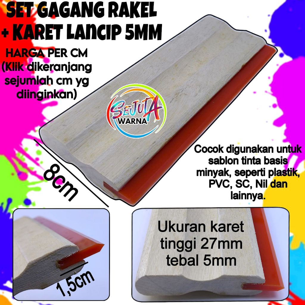 SET GAGANG KAYU RAKEL ORANGE LANCIP 5MM BASIS MINYAK P. 1CM