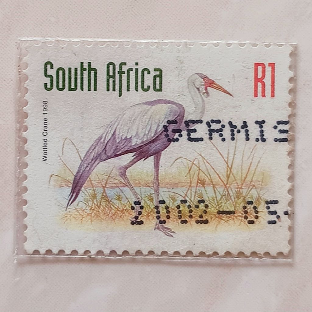 (AE) Perangko Afrika Selatan 1997 Definitives Endangered Fauna (Redrawn) - Wattled Crane (Bugeranus 