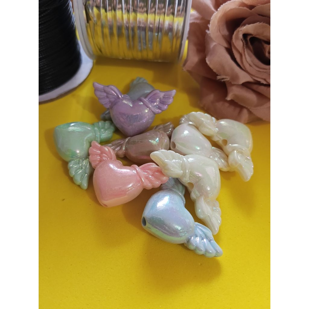 (Khusus Batam) Manik Lucu dan unik Hati Sayap Heart Angel isi 3