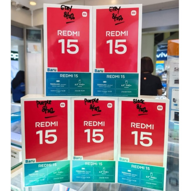 REDMI 15 4g RAM(8/128-8/256)GB GARANSI RESMI 100% ORIGINAL