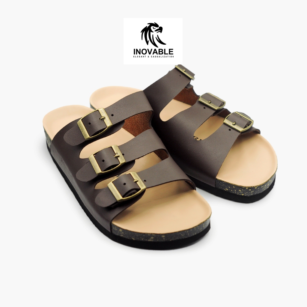 Inovable Sandal Casual Pria Wanita |  Ringan Nyaman & Anti Slip -  Khufra  Brown