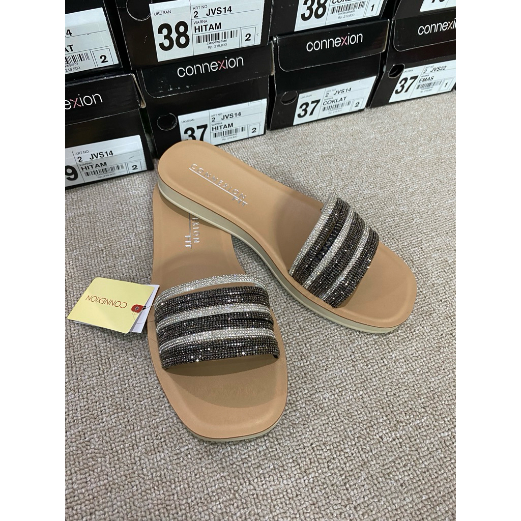 Sandal flat connexion murah sandal slip on connexion