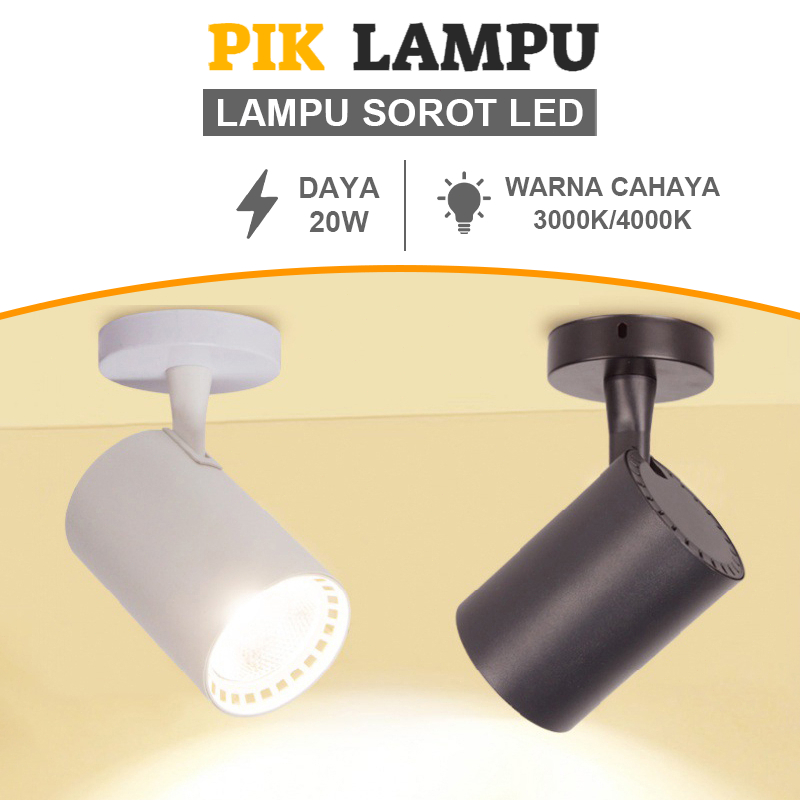 Lampu Sorot LED 20W Super Terang - Pilihan Warna 3000K (Hangat) & 4000K (Netral) untuk Dapur, Ruang 