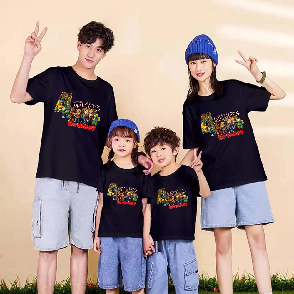 Kaos Tshirt Family BIrthday ROBLOX Baju Keluarga Tema Game Anak Viral Atasan Couple Ayah ibu Anak De