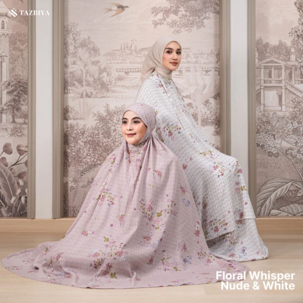 ORIGINAL 100% TAZBIYA MUKENA FLORAL WHISPER | Mukena Rayon Dewasa Motif I Mukena Ramadhan Lebaran Ju