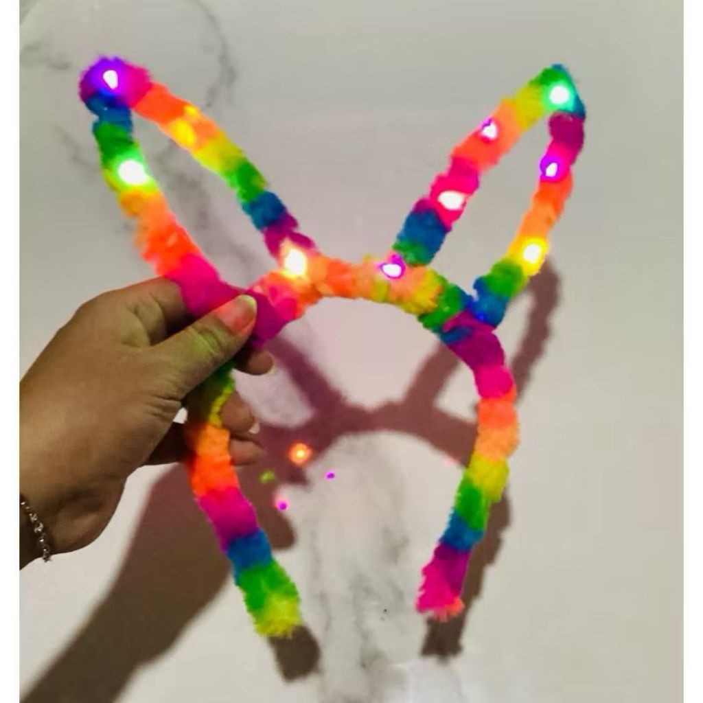 bando bulu telinga lampu LED,bando bulu telinga kelap kelip free baterai