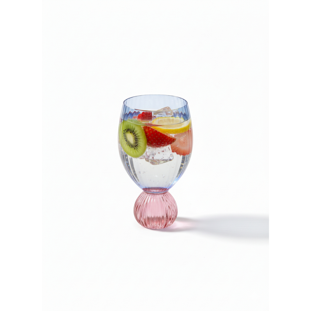 Gelas Kaca kaki bulat biru pink - Maxistore