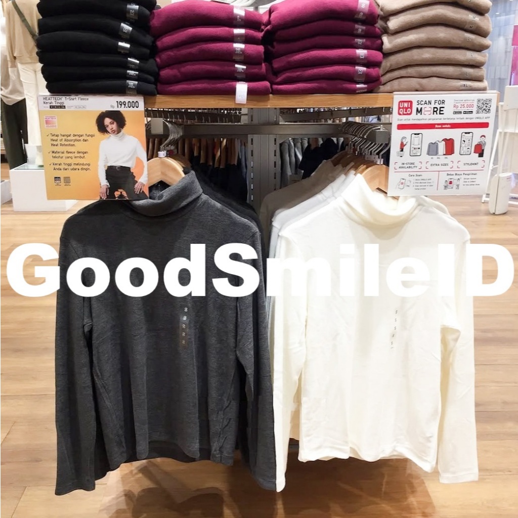 SALE Women Turtleneck Fleece T-Shirt Kaos Longjohn SALE UNIQLO Heattech  Wanita Kaos Lengan Panjang 