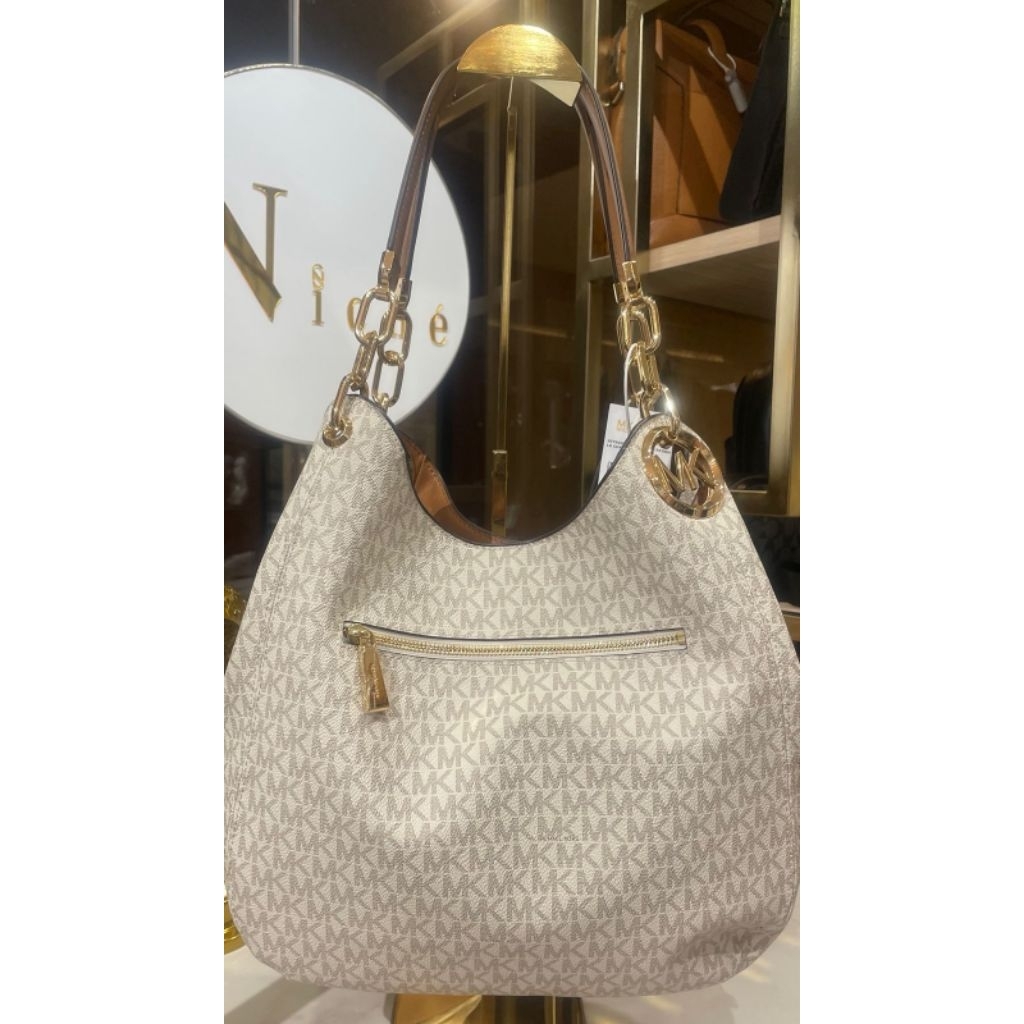 (Original Butik) MK Lilie Large Chain Tote Vanila