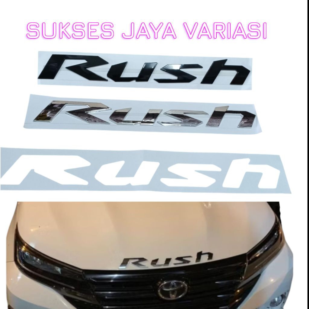 EMBLEM KAP MESIN MOBIL RUSH EMBLEM TULISAN RUSH