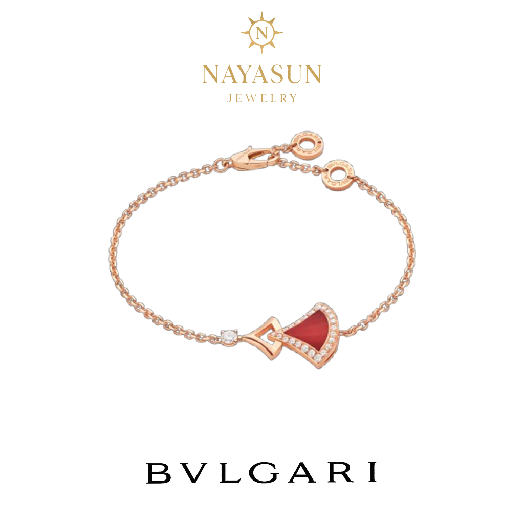 【18K emas asli/100% Original】Gelang Divas' Dream dari emas mawar 18/ dihiasi dengan sisipan mutiara 