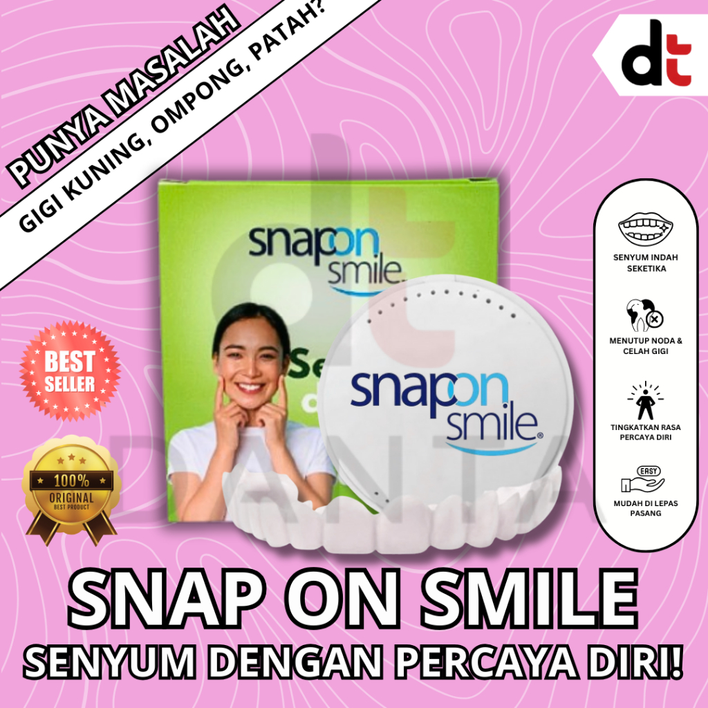 Snap On Smile Gigi Palsu Veneer Gigi Perapi Pemutih Instan Renggang Berantakan Tonggos Ompong Tanpa Behel Kuning 1 Set Atas Bawah Original
