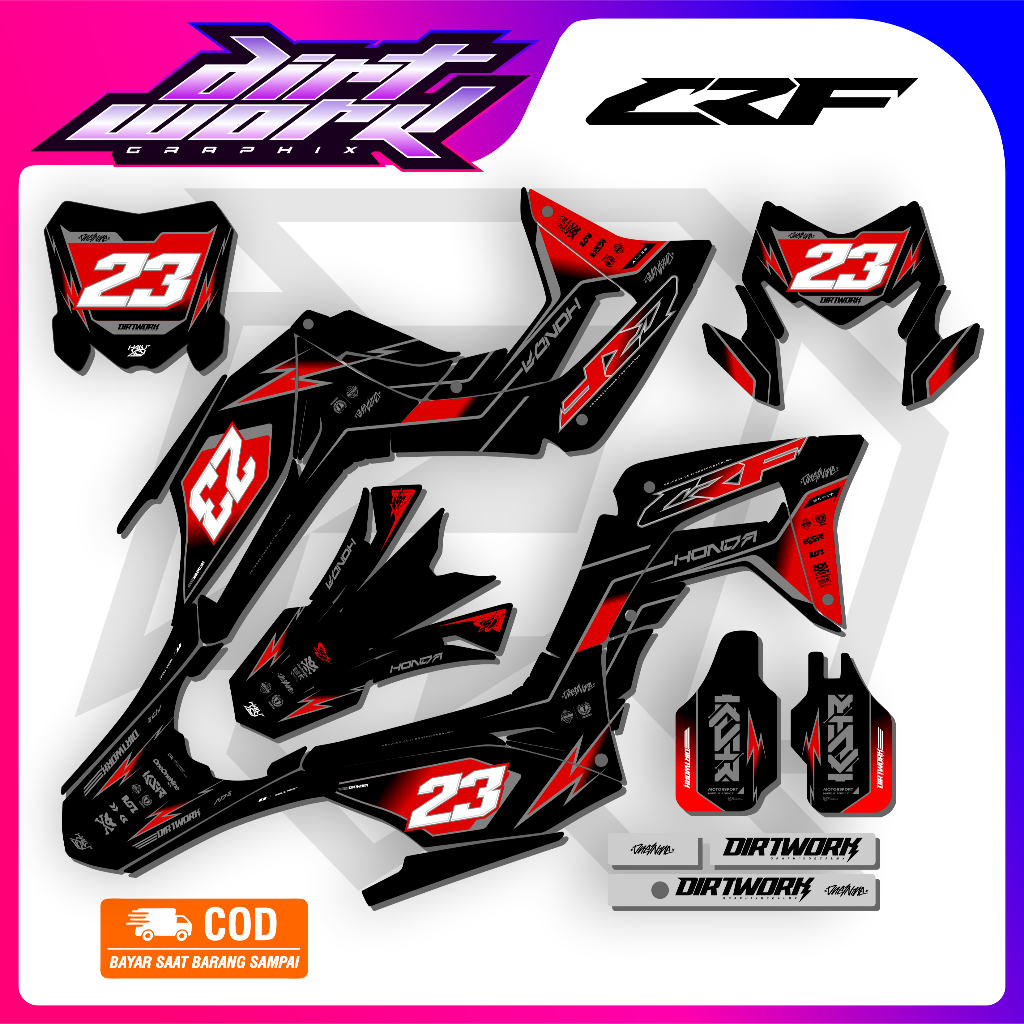DECAL FULLBODY CRF 150L SIMPLE KECE VARIAN HITAM MERAH PUTIH GLOSSY/DOFF BY DIRTWORK
