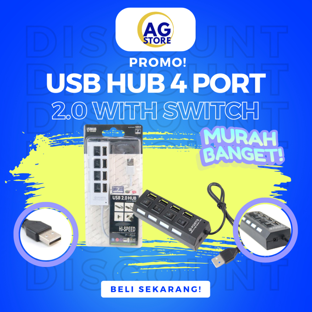 TERMURAH!!! USB HUB 4 PORT WITH SWITCH